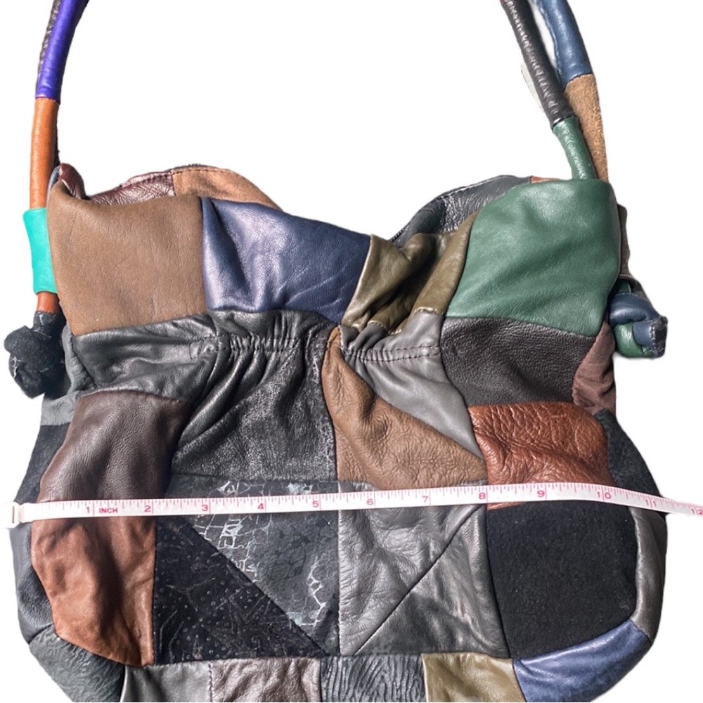 Vintage 80s Leather Patchwork Shoulder Bag - Picture 9 of 13